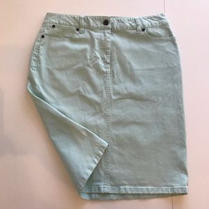 Talbot's mint green denim pencil skirt size 6